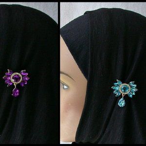 2 Crystal Fashion Hijab Pin Cute Bow Tie Bridal Scarf Safety Pin